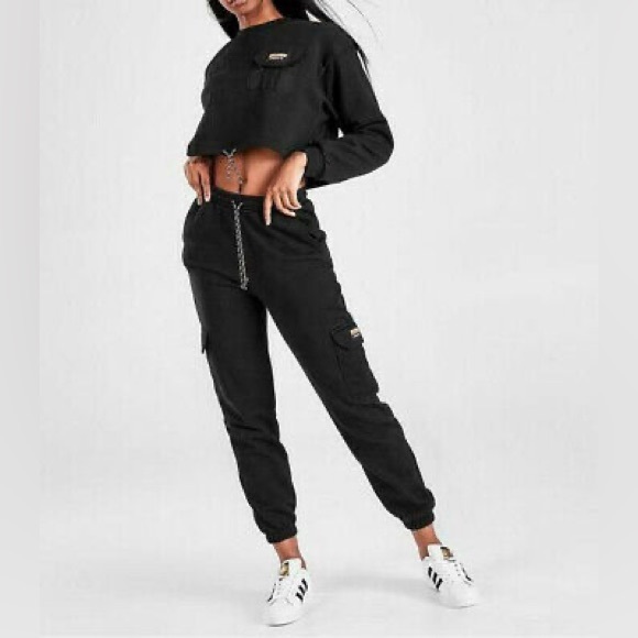 Adidas Originals Outline Crop Crew Sweatshirt, size Small - Picture 3 of 12